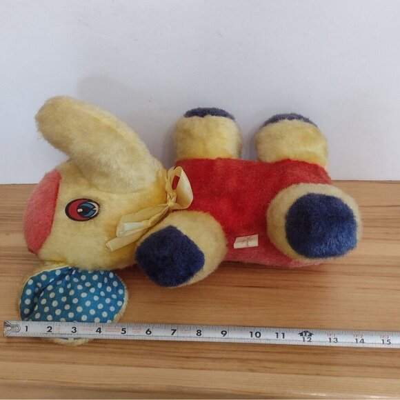 Vintage Superior Toy & Novelty Cellulose Elephant Plush Yellow Red Blue 15" - Picture 10 of 10
